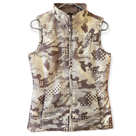 Burton Jackets & Blazers - Burton Dryride puffer vest taupe and cream abstract print NEW size small